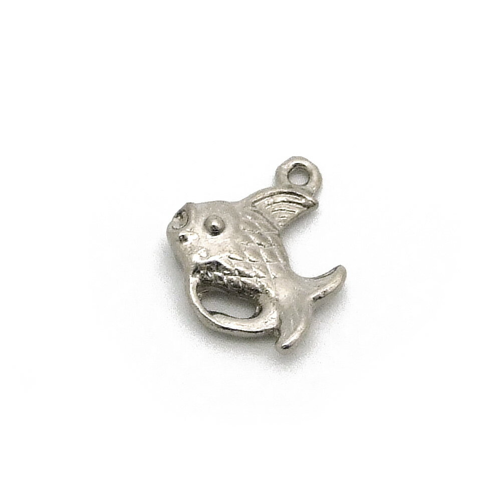 1ヶ入【 ミニ金魚チャーム Ni/シルバー 】【035】 アクセサリーパーツ/ペンダントトップ/ヘッド/金具/アクセサリー/装飾/金属/海/手作り/ハンドメイド/ワンポイント/ジュエリー/メタル/円/オリジナル/チャーム/小さい/海の生き物/キンギョ