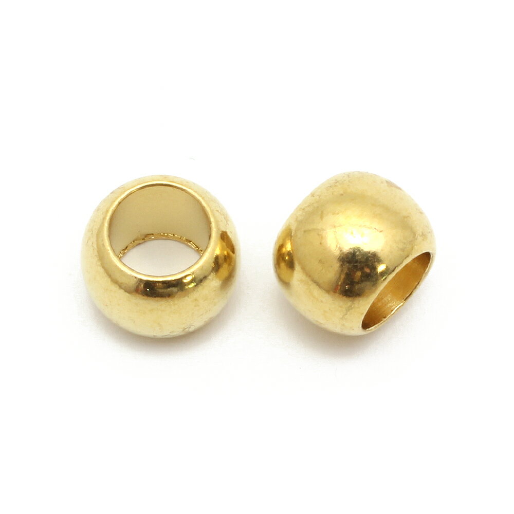 Rakuten - 【2粒入】【真鍮パーツ】【 9.8×7.2mm 真鍮ビーズ　生地 】 アクセサリーパーツ/金属/ビーズ/メタル/手芸/ハンドメイド/オリジナル/制作/修理/基本パーツ/ネックレス/ブレスレット/真ちゅう