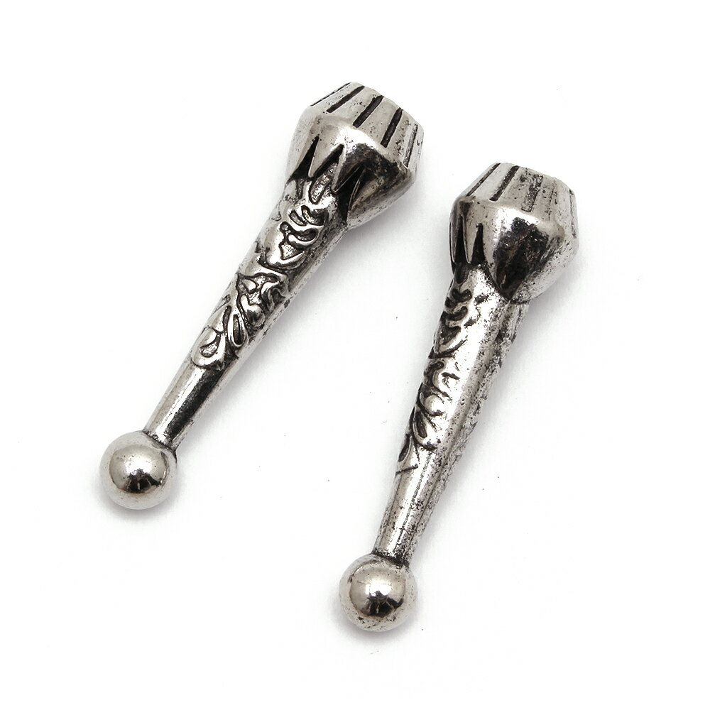 ループタイ用デザインテールキャップ 【PL-13-Ni】シルバー (4mm紐用)穴の大きさ:4.2mm (2本入) アクセサリーパーツ/テールキャップ/ループタイ/接着/カツラ/手作り/ハンドメイド/パーツ/部品