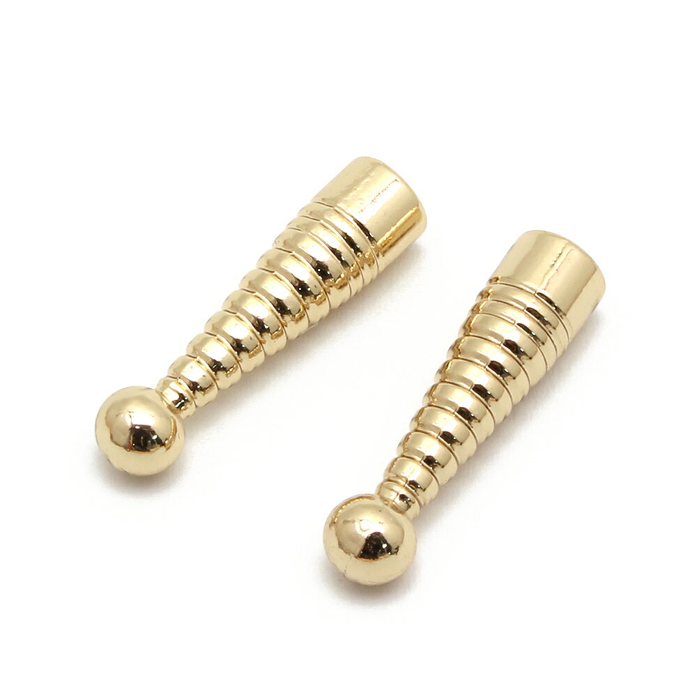 Rakuten - ループタイ用デザインテールキャップ 【PL-14-G】ゴールド (4~4.5mm紐用)穴の大きさ:4.6mm (2本入) アクセサリーパーツ/テールキャップ/ループタイ/接着/カツラ/手作り/ハンドメイド/パーツ/部品