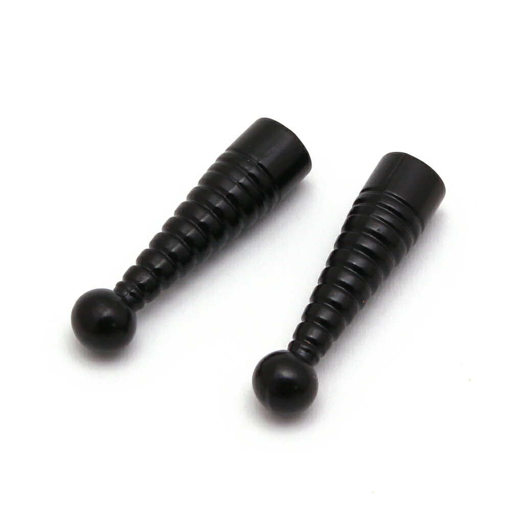 Rakuten - ループタイ用デザインテールキャップ 【PL-14-BK】ブラック (4~4.5mm紐用)穴の大きさ:4.6mm (2本入) アクセサリーパーツ/テールキャップ/ループタイ/接着/カツラ/手作り/ハンドメイド/パーツ/部品