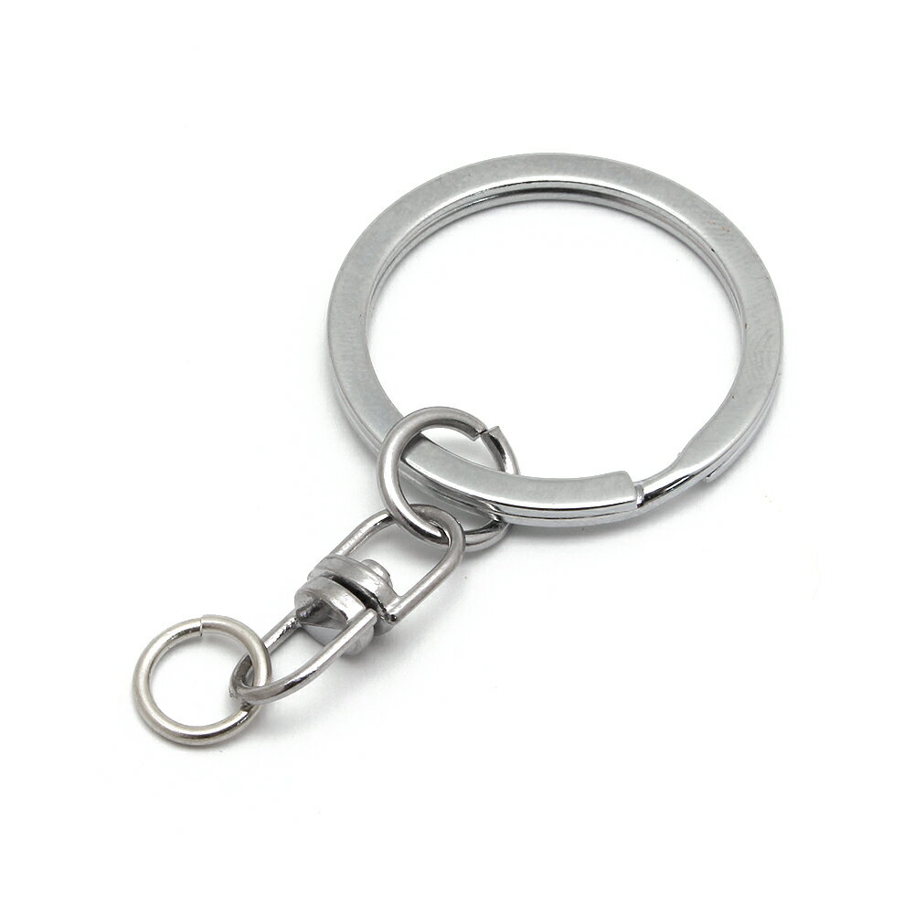 Rakuten - 【1ヶ入】【 回転カン付きキーホルダーリング 30mm Ni /シルバー 】 アクセサリーパーツ/キーホルダー/ストラップ/金具/ハンドメイド/修理/自作/材料/手作り素材/オリジナル/回転