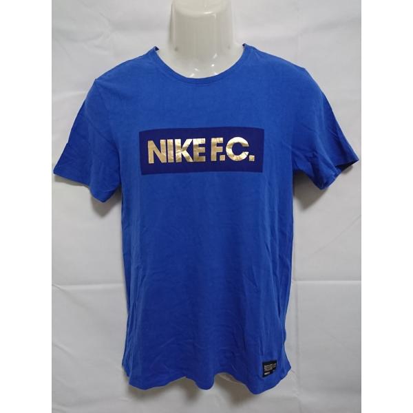 【中古】 【送料無料】 古着 メンズS NIKE FC/ナイキ ロゴTシャツ 半袖 プリント クルーネック ブルー 810506-480