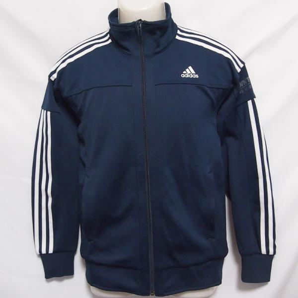 【中古】 【送料無料】 古着 メンズS adidas/アディダス トラックジャケット ジャージ フルジップ スポーツ カジュアル ネイビー CD2880