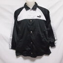 【中古】 【送料無料】 古着 メンズO相当 PUMA/プーマ ヒットユニオン製 裏起毛 ウインドブレーカージャケット ボタン スポーツ カジュアル ブラック P...