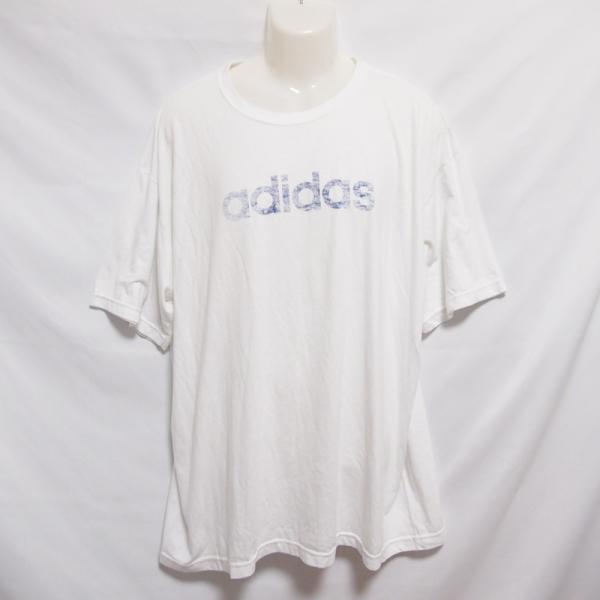【中古】 【送料無料】 古着 メンズXL adidas/アディダス ロゴTシャツ 半袖 ビッグサイズ ホワイト
