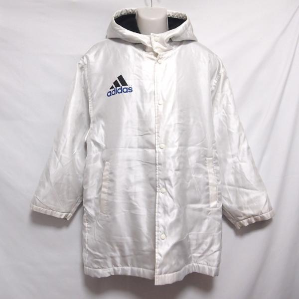 【中古】 【送料無料】 古着 メンズM-L adidas/アディダス デサント製 裏ボア 中綿 ハーフコート ボタン 防寒 スポーツ 観戦 ホワイト AP-1782