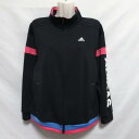 【中古】 【送料無料】 古着 レディースL adidas/アディダス W MH ウォームアップ ジャケット ジャージ トラックジャケット ジップ ブラック/ピン...