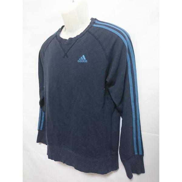【中古】 【送料無料】 古着 メンズM adidas/アディダス 3S スウェット クルー トレーナー ネイビー O35562