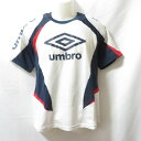 【中古】 【送料無料】 古着 メンズM UMBRO/アンブロ サッカー フットサル プラクティスシャツ 半袖 練習着 プラシャツ ホワイト/ネイビー UBS70...
