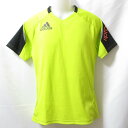 【中古】 【送料無料】 古着 メンズM adidas/アディダス サッカー フットサル プラクティスシャツ 半袖 練習着 プラシャツ 蛍光イエロー S16907