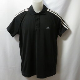 【中古】 【送料無料】 古着 メンズM相当 adidas/アディダス ポロシャツ 半袖 ボタン スポーツ カジュアル ポリエステル ブラック F48531