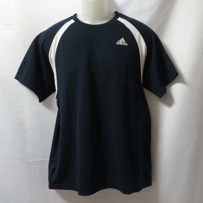 【中古】 【送料無料】 古着 メンズO adidas/アディダス ポリエステルTシャツ 半袖 スポーツ ジョギング トレーニング ネイビー/ホワイト 438893