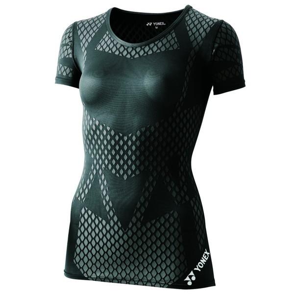 【新品】 YONEX/ヨネックス STBA1506-007 レディースUネック半袖シャツ テニス・バドミントン ウェア（レディース） ブラック