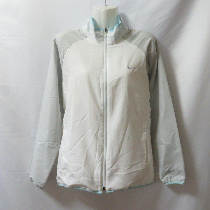 【中古】 【送料無料】 古着 レディースL NIKE/ナイキ トラックジャケット ジャージ ジップ スポーツ ジム ジョギング トレーニング ホワイト/グレー/...
