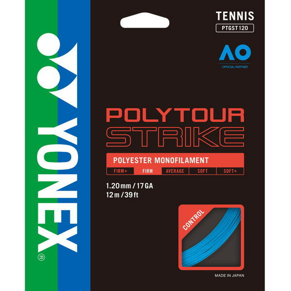攻めきる、アンリミテッド ストライク。[ブランド名]YONEX/ヨネックス[商品名]ポリツアー ストライク 120[品番]PTGST120-002[素材]ハイポリマーポリエステル[サイズ]長さ：12m、太さ：1.20mm[カラー]ブルー【注意事項】・こちらの商品は新品になります。メーカー取寄せとなり、お届けまでにお時間を頂く場合がございます。・日々最新の在庫を掲載しておりますが、タイミングによってはタイムラグ等の原因で在庫が欠品となる場合がございます。その場合はご連絡いたします。・お支払い完了後、約3〜7日程で出荷いたします。・商品画像の色味に関しては撮影時の環境やお客様のパソコンのブラウザーやモニターの関係により実物と多少異なってしまう場合がございます。こちらも併せてご了承下さいませ。