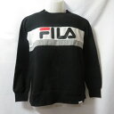 【中古】 【送料無料】 古着 メンズM FILA/フィラ 裏起毛 スウェットシャツ トレーナー 長袖 スポーツ カジュアル ブラック
