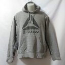 【中古】 【送料無料】 古着 メンズM Reebok/リーボック スウェット フーディ パーカー フード プルオーバー スポーツ カジュアル グレー AE371...