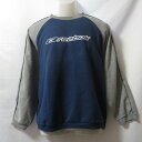 【中古】 【送料無料】 古着 メンズM Reebok/リーボック スウェットシャツ トレーナー 長袖 スポーツ カジュアル ネイビー/グレー