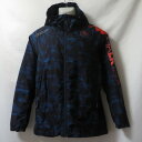 【中古】 【送料無料】 古着 メンズM KAPPA/カッパ 裏起毛メッシュ ウインドブレーカージャケット ジップ フード ブルー/パープル/カモフラージュ KF...
