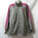 【中古】 【送料無料】 古着 レディースM adidas/アディダス トラックジャケット ジャージ ジップ スポーツ ジム ジョギング トレーニング グレー/パ...