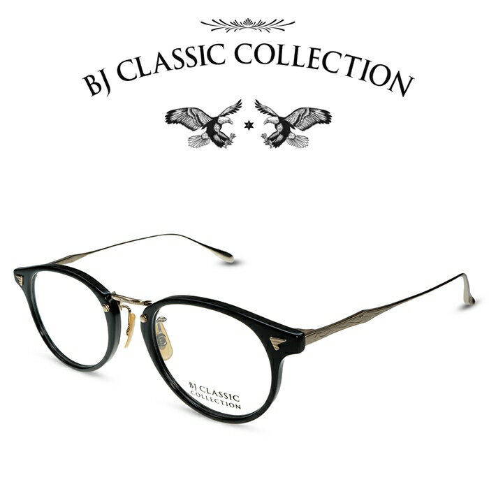 楽天メガネ＆サングラス REI-GLASSESBJ CLASSIC COLLECTION COMBI COM-510A LT C-1-1 ブラック ゴールド BJクラシックコレクション 度付きメガネ 伊達メガネ メンズ レディース 本格眼鏡 （お取り寄せ）