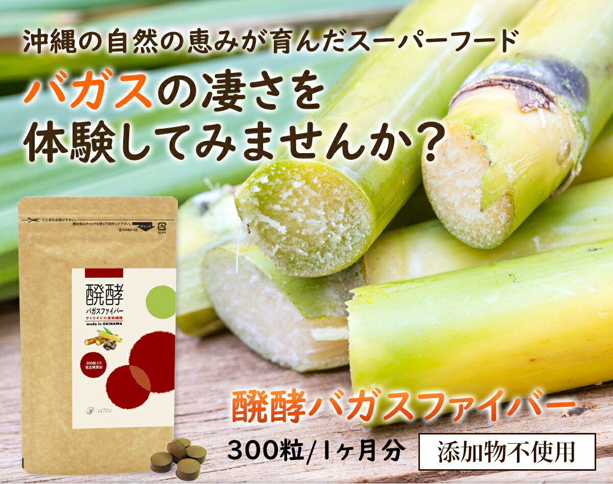 国産　沖縄県産・サトウキビ使用　醗酵バガスファイバー[300粒/ヵ月分]【送料無料】沖縄スーパーフード　食物繊維　サプリメント　サプリ 3