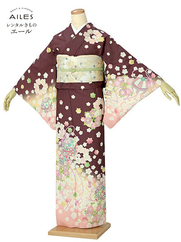 訪問着 レンタル あずき色 写真 母 訪問着レンタルフルセットAD0026 乙葉 貸衣裳 フルセット rental 訪問着レンタル 式典 七五三 お宮参り 服装 母親 入学式 卒業式 結婚式 お宮参り フォト着物 訪問着セット ママ 母 新品足袋プレゼント [往復送料無料]