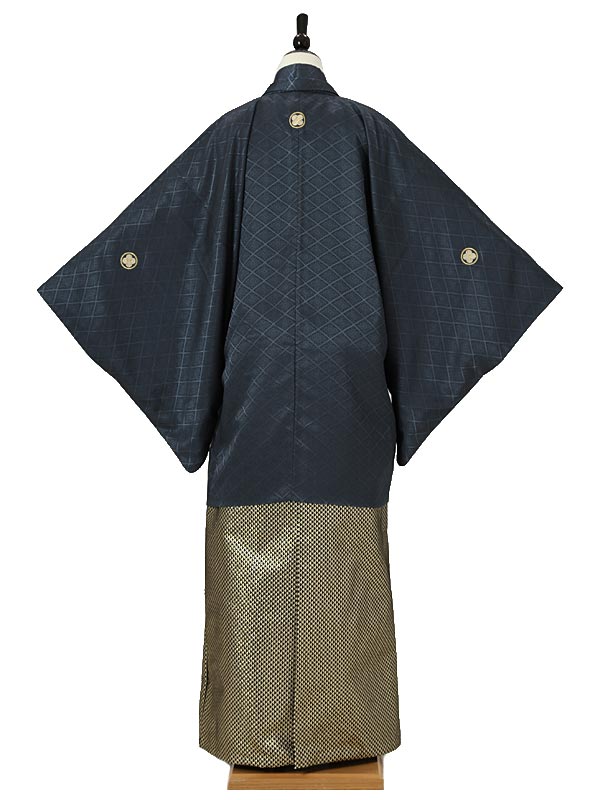 【レンタル】男袴レンタル 紋付き袴 男袴レンタル AF0016 紺 黒金 成人式 卒業袴 着物レンタル 卒業式 袴 レンタル 男 メンズ袴 フルセット 成人式 紋付袴 卒業式 新品足袋プレゼント【往復送料無料】ネット通販 成人式　振袖　レンタル