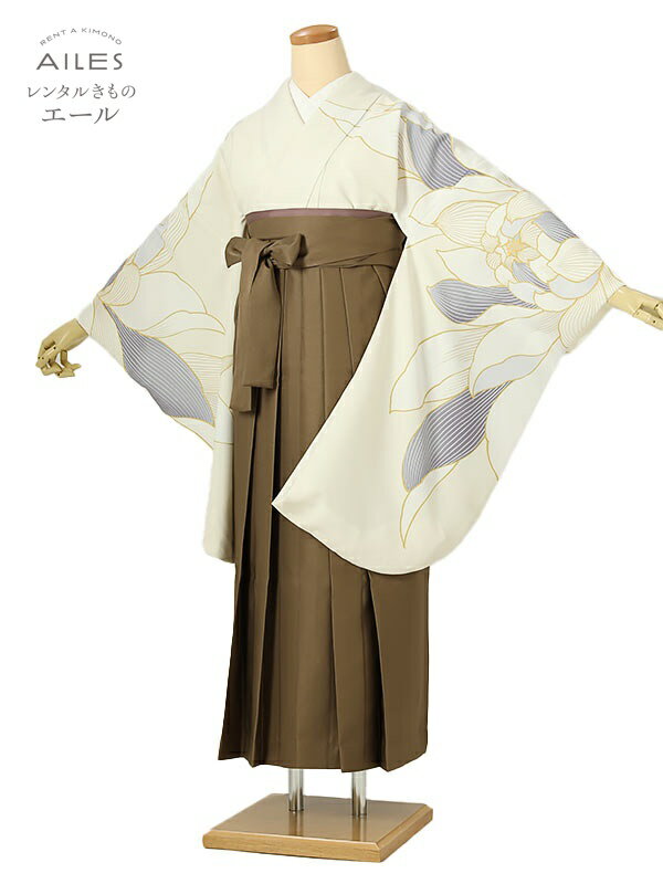 大学生 専門学校生 卒業 【レンタル】 卒業レンタル袴 女袴レンタル AG0287 オフホワイト 花模様 卒業袴 着物レンタル 卒業式 小学校卒業式 レンタルフルセット 女袴 袴 レンタル 女 新品足袋プレゼント 【往復送料無料】