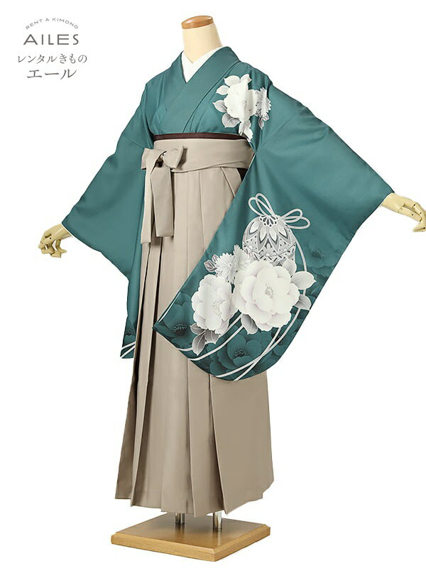 大学生 専門学校生 卒業 【レンタル】 卒業レンタル袴 女袴レンタル AG0337 青 花模様 鞠 卒業袴 着物レンタル 卒業式 小学校卒業式 レンタルフルセット 女袴 袴 レンタル 女 新品足袋プレゼント 【往復送料無料】