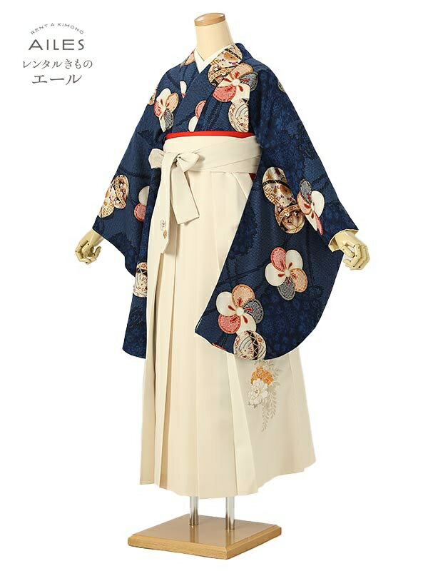 大学生 専門学校生 卒業 【レンタル】 卒業レンタル袴 女袴レンタル AG0552 青 白 鞠 大輪菊 九重 卒業袴 着物レンタル 卒業式 小学校卒業式 レンタルフルセット 女袴 袴 レンタル 女 新品足袋プレゼント 【往復送料無料】