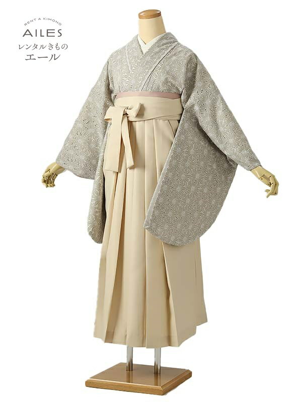 大学生 専門学校生 卒業 【レンタル】 卒業レンタル袴 女袴レンタル AG0604 グレー レース 花模様 卒業袴 着物レンタル 卒業式 小学校卒業式 レンタルフルセット 女袴 袴 レンタル 女 新品足袋プレゼント 【往復送料無料】
