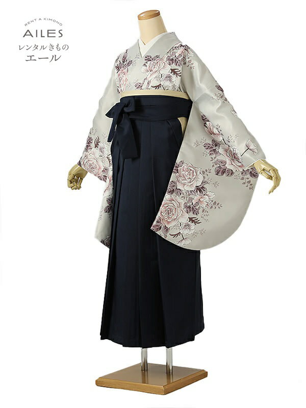 大学生 専門学校生 卒業 【レンタル】 卒業レンタル袴 女袴レンタル AG0623 グレー 薄紫 薔薇 卒業袴 着物レンタル 卒業式 小学校卒業式 レンタルフルセット 女袴 袴 レンタル 女 新品足袋プレゼント 【往復送料無料】