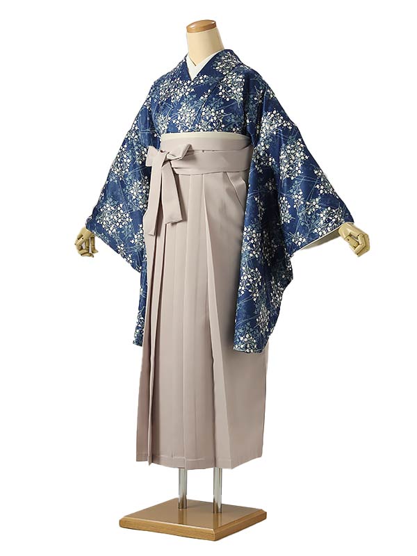 大学生 専門学校生 卒業 【レンタル】 卒業レンタル袴 女袴レンタル AG0657 青 白 小花 卒業袴 着物レンタル 卒業式 小学校卒業式 レンタルフルセット 女袴 袴 レンタル 女 新品足袋プレゼント 【往復送料無料】 2