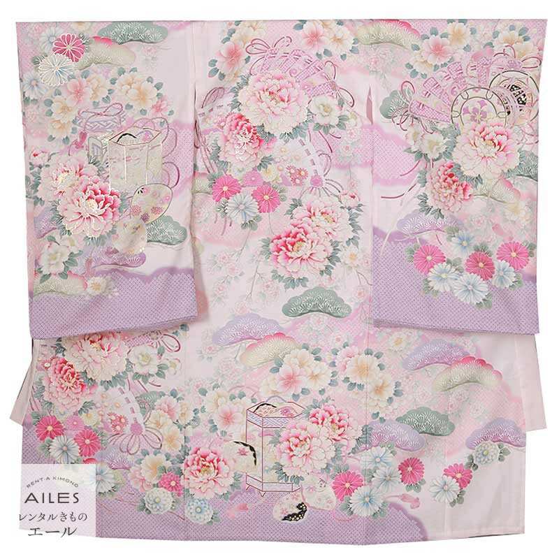 産着 女児【レンタル】女児産着0138 薄紫 花模様 松 華徒然 女の子 産着 レンタル お宮参り 産着レンタ..