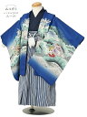七五三 着物 【レンタル】かんたん着付 七五三 3歳 かんたん七五三(3男袴)3127 青 黒 松 男児 カンタン袴 レンタル 七五三 きもの 3歳 羽織袴 袴...