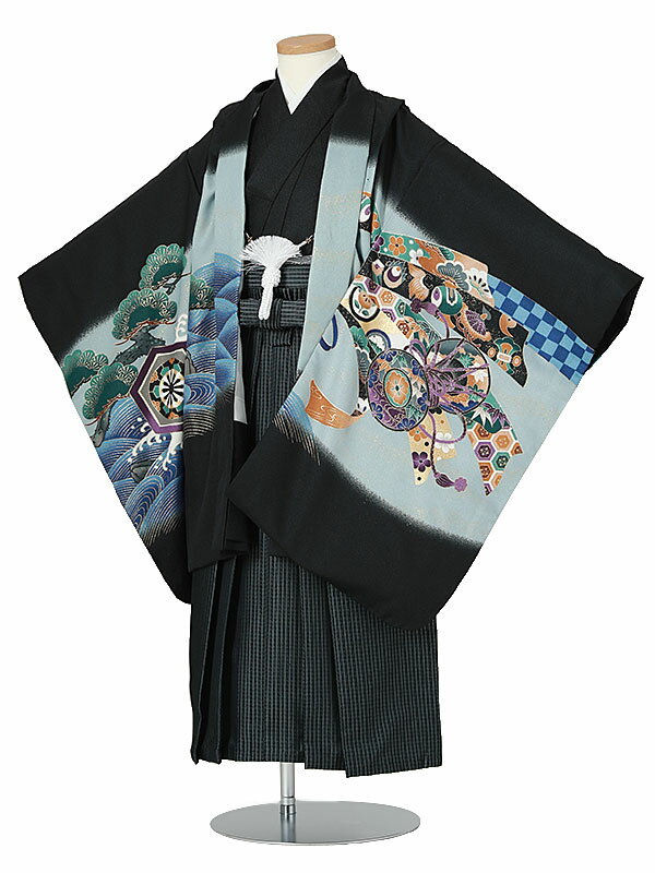 七五三 着物【レンタル】 かんたん七五三 5歳 袴レンタル AO5189 黒 鷹 鼓 男児 七五三袴 羽織袴 袴セット 貸衣装 和装 お正月 お祝い 卒園式 きもの 5歳 男の子 人気柄 子供 着物 753 かっこいい 人気 新品足袋プレゼント 往復送料無料