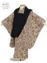 七五三 (レンタル)753 女の子 3歳被布レンタル AP3190 ベージュ 小花模様 ひいな 女児 七五三被布 被布 貸衣装 和装 お正月 お祝い きもの 3...
