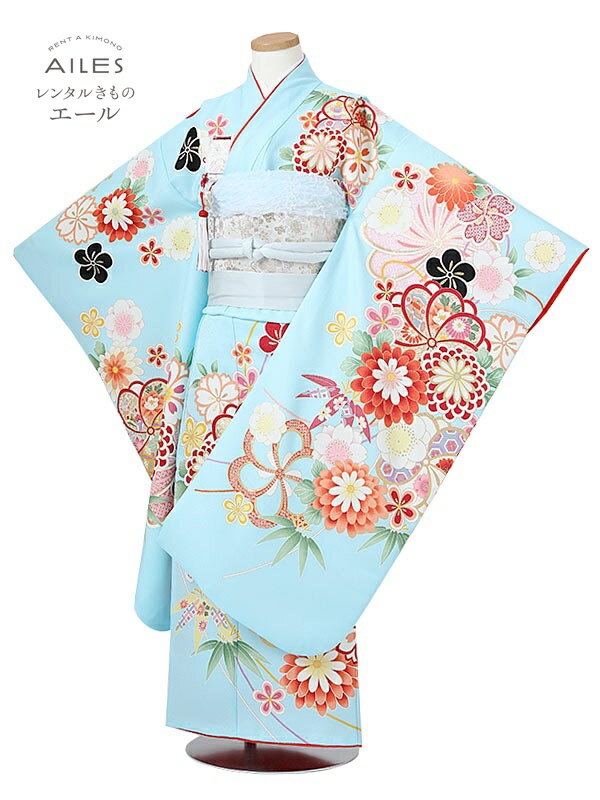 Other - 七五三 着物 【レンタル】七五三女の子 7歳着物レンタル AP7122 水色 大輪菊 花模様 女児 七五三（7女結び帯）七五三着物 レンタル 七五三 レンタル着物 子供 着物 7歳 七五三 女の子 きもの 可愛い 753 足袋プレゼント 【往復送料無料】