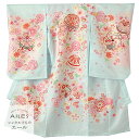 お宮参り 女の子 夏用 【レンタル】0024 水色 鞠 花模様 可愛い 涼しい 単衣 長襦袢袖なし 夏 女の子 お宮参り 産着レンタル 掛け着 よだれかけ 祝着レンタル 産着 人気 初着 女の子 赤ちゃん 記念撮影 rental ベビー帽子セットレンタル付 夏物