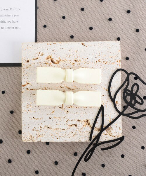 【クリックポスト発送可】【在庫限り】【float/フロート】2本セット リボン ヘアクリップ（ホワイト/ベージュ/ブラウン系1/ブラウン系3/ブラック）（TK-14404-1）