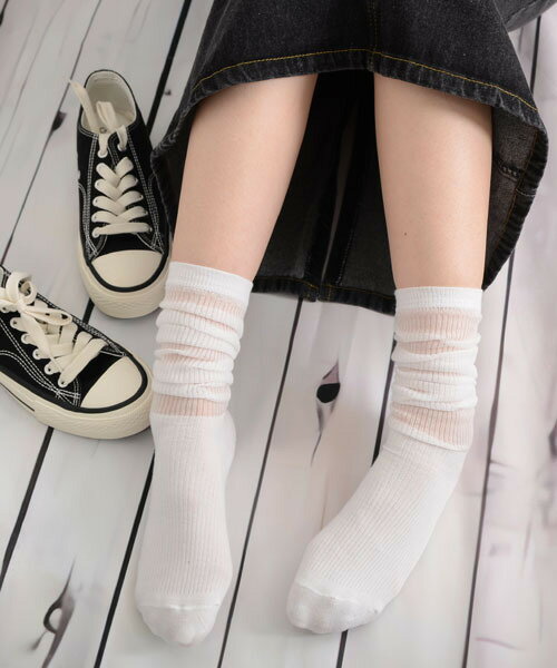 【送料無料】【クリックポスト発送】【人気】【float/フロート】薄手 無地リブ ハイソックス 靴下（ホワイト/グレー/ブラック）（TK-18016）(4)