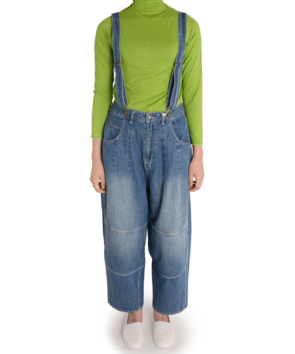 【HOUSTON LADIES / ヒューストン レディース】デニムサロペット オーバーオール（ライトインディゴブルー/インディゴブルー）（0/1）