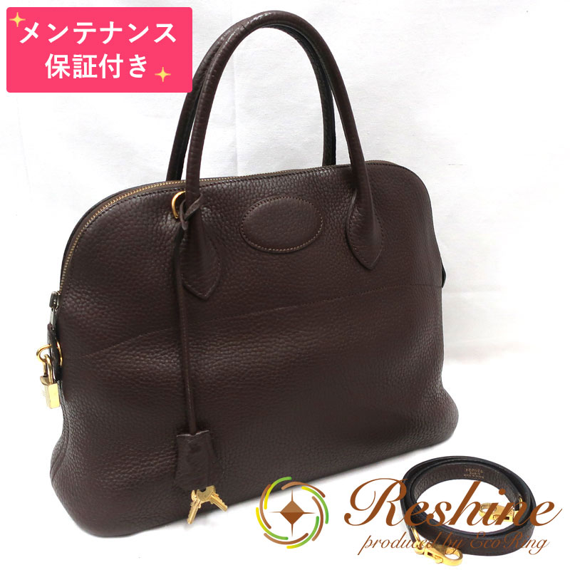 【中古】【メンテナンス保証付】HERMES／エルメス ボリード35 トリヨンクレマンス ショコラ ショルダーバッグ