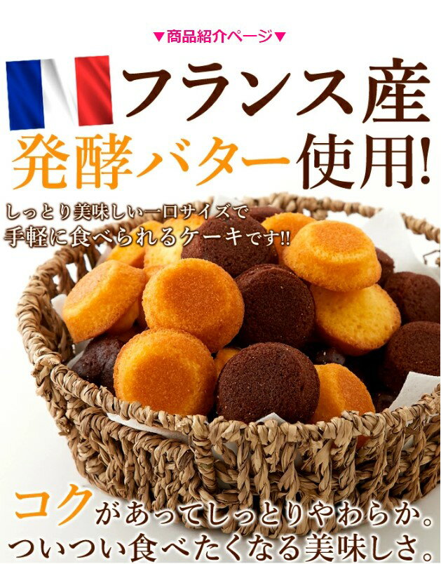 【在庫処分！！賞味期限6月21～28日】フランス産発酵バター使用!!しっとりやわらか♪プチケーキ2種（プレーン味、チョコ味）50個×6セット 合計300個入りのサムネイル