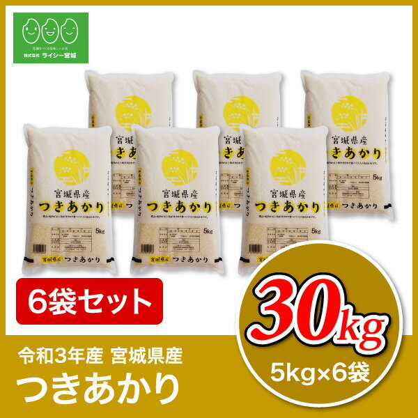 《期間限定★20%OFF》 つきあかり 米 30kg 宮城県産 送料無料 令和3年産 《30kg（5kg × 6袋）》 白米 お米 30kg 米30kg 米30キロ 30キロ 宮城県 月あかり 国内産米 精米 単一原料米 検査米