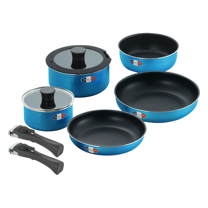 ギフト ジャンヌ エコール 着脱ハンドル鍋5点セット 対応 着脱式 収納 本体 調理 料理 食卓 内面 素樹..