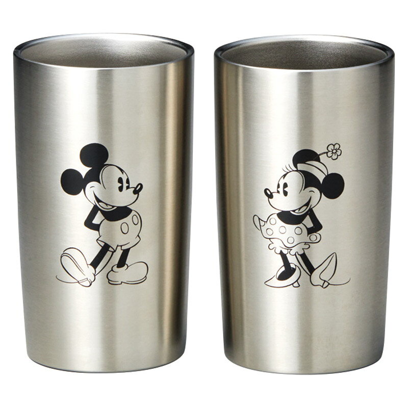 ギフト ディズニー ステンレス真空タンブラー 300mlペアセット ミッキー＆ミニーS2 保冷 保温効果 真空式 可愛 ステンレス タンブラー ミッキー ミニー デザイン ペアタンブラーセット 重タンブラー 実用的 便利 生活必需品 人気 定番