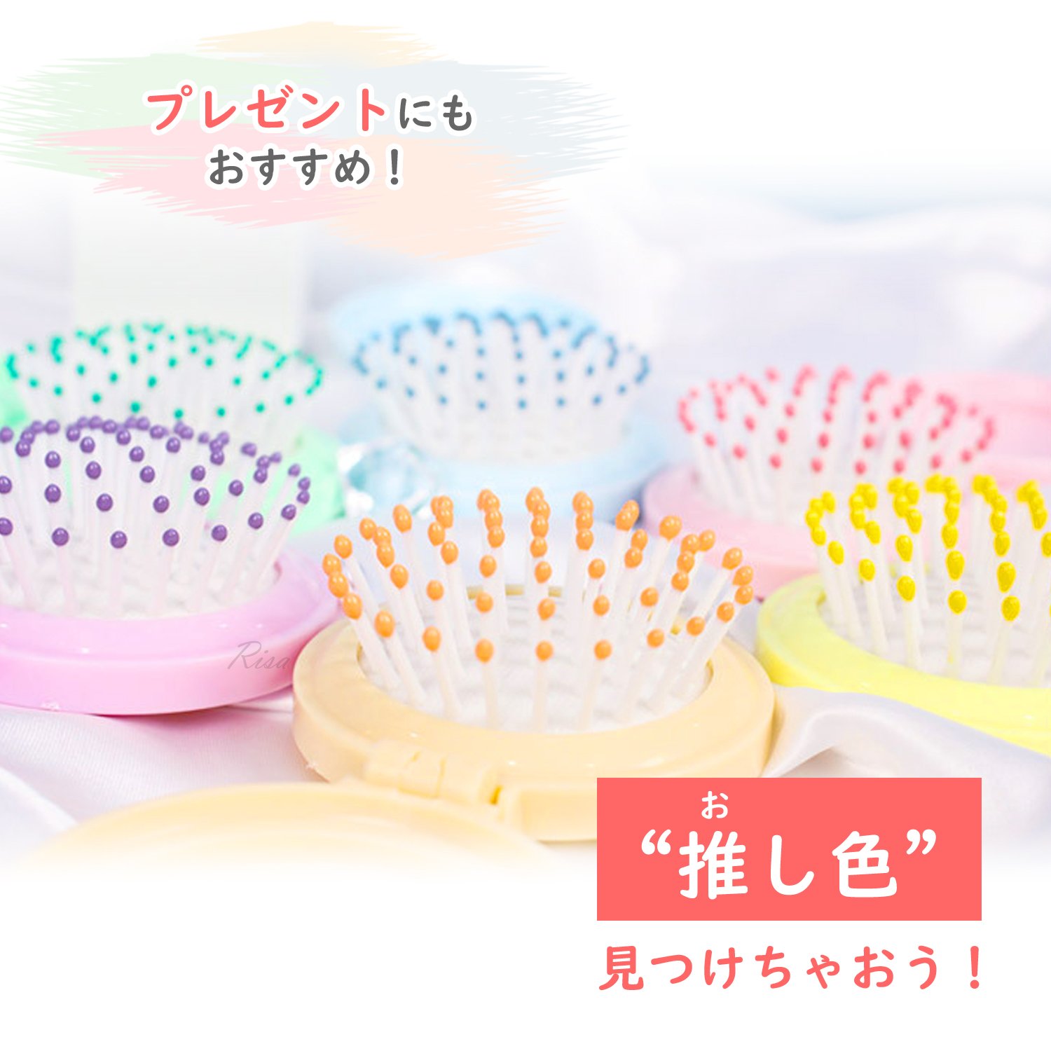 くし ヘアブラシ 櫛 折りたたみ 鏡 ミラーブ...の紹介画像3
